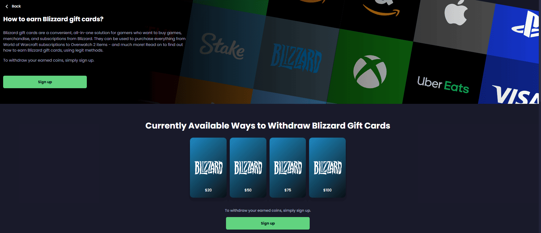 Freecash Blizzard Gift Cards