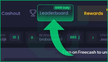 Leaderboard button on Freecash