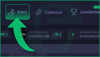 Earn button on Freecash