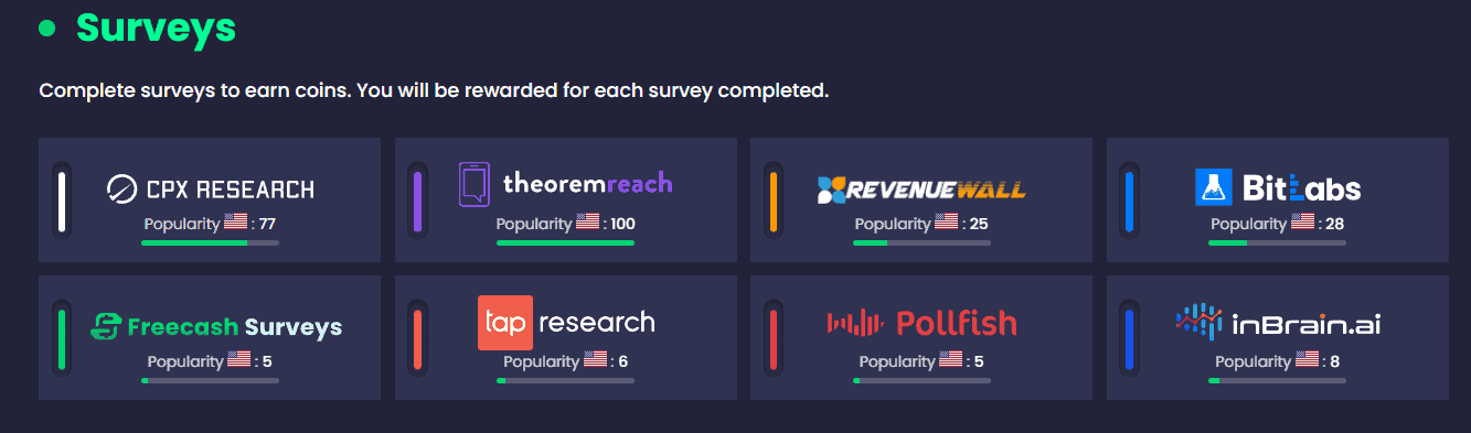 Surveys on Freecash
