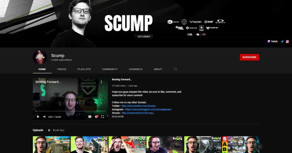 YouTube channel of Scump