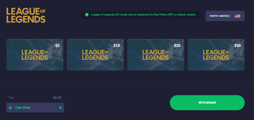 League of Legends gift cards
