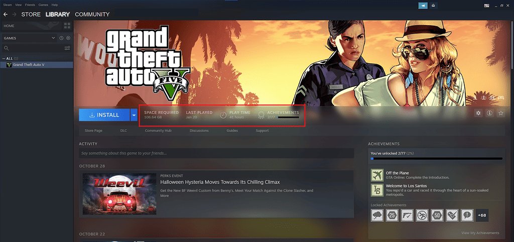 GTA 5 Play Time Hours in Steam