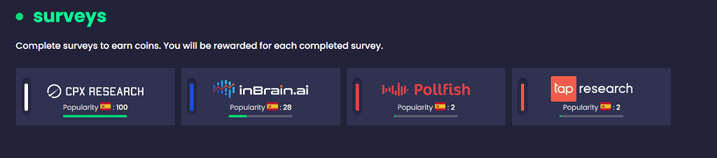 Freecash surveys