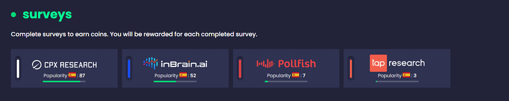 Freecash surveys
