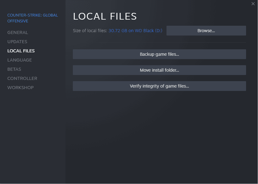 Steam Local Files Tab