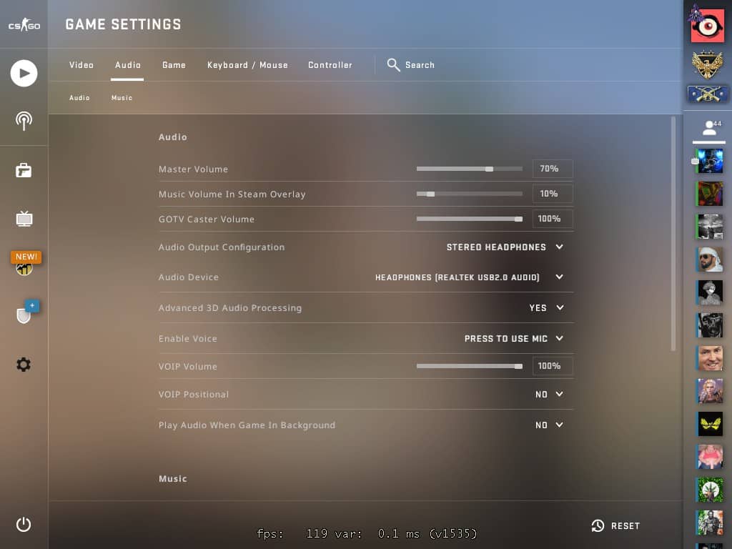 In-Game Counter-Strike Audio Settings