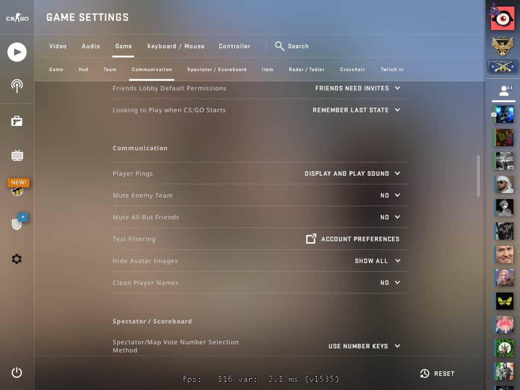 In-Game Counter-Strike Communications Settings