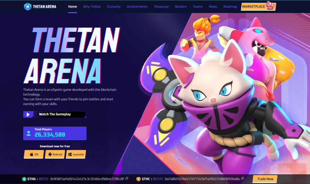 Thetan Arena homepage