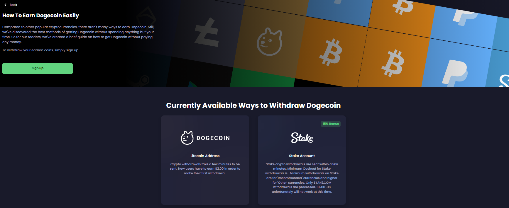 Dogecoin is offered on Freecash