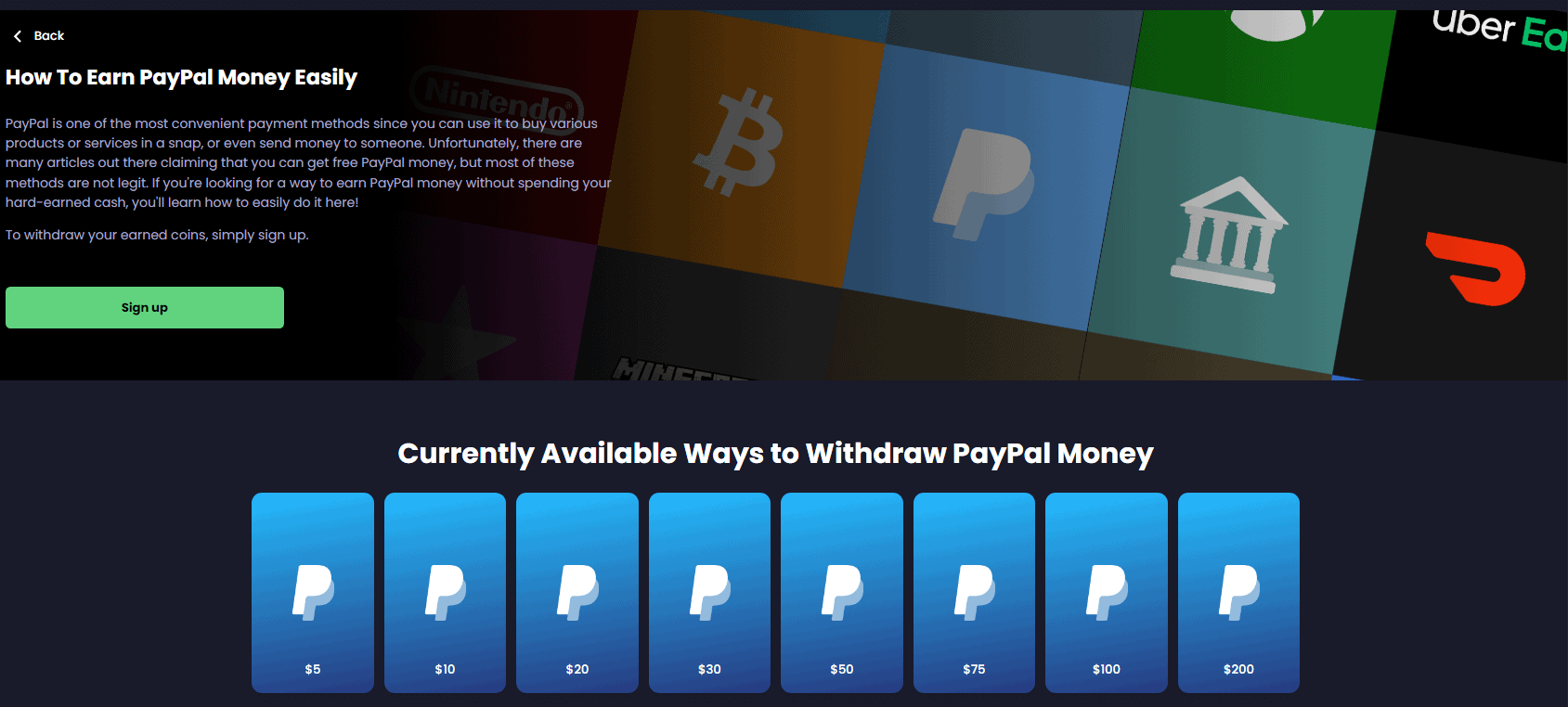 PayPal offered on Freecash