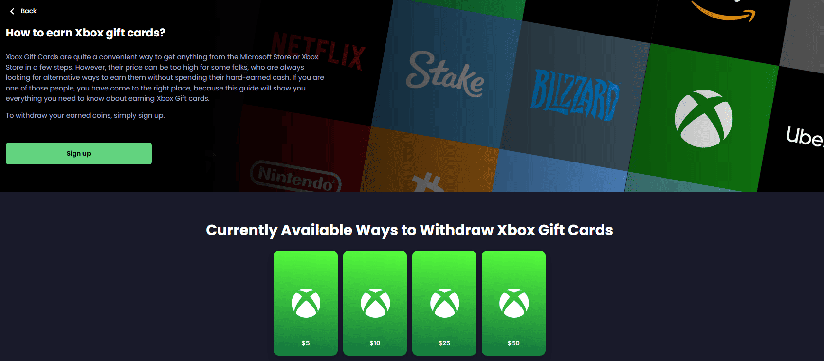 Xbox gift cards are offered on Freecash