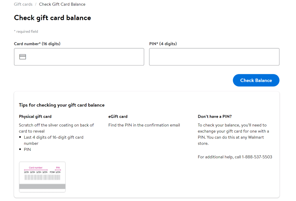 Walmart Gift Card Balance