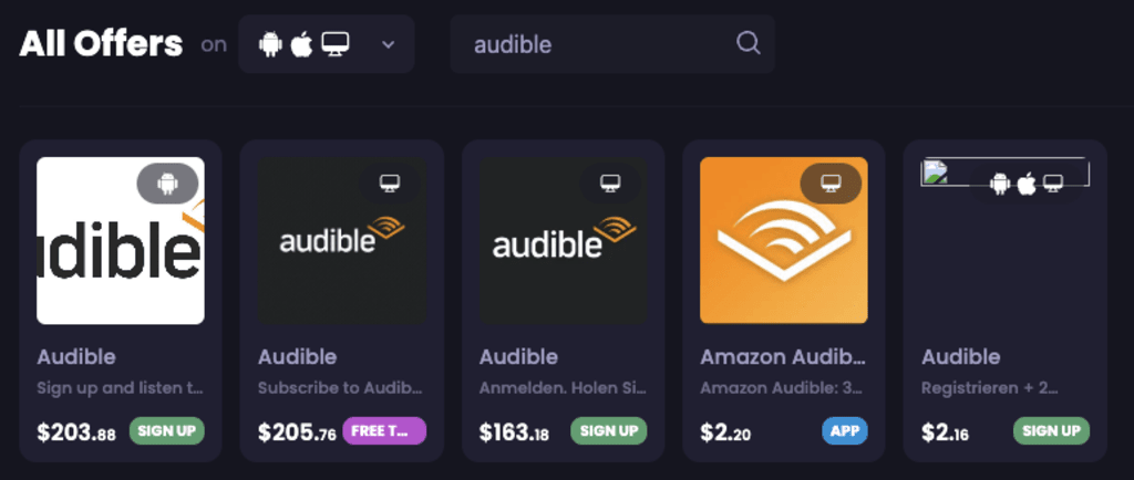 Audible Freecash offers