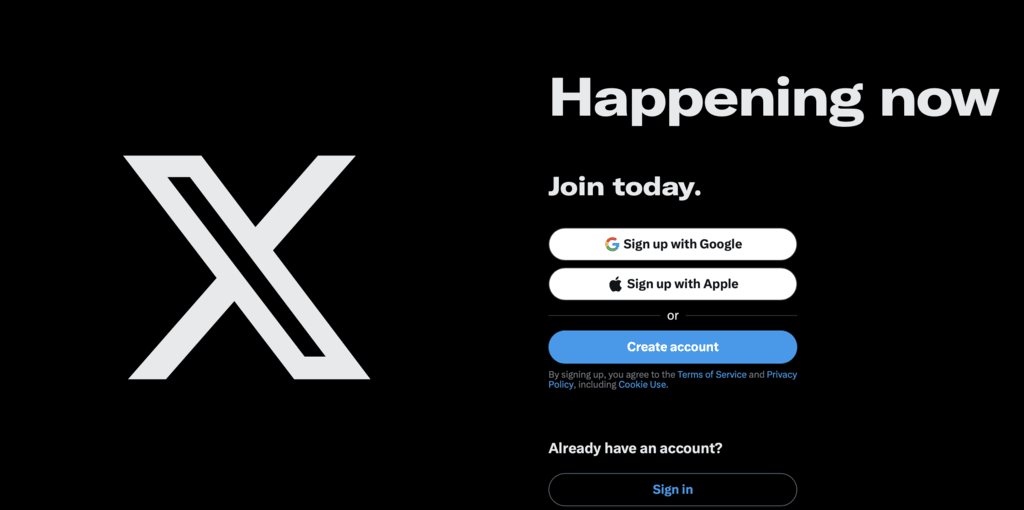 X homepage